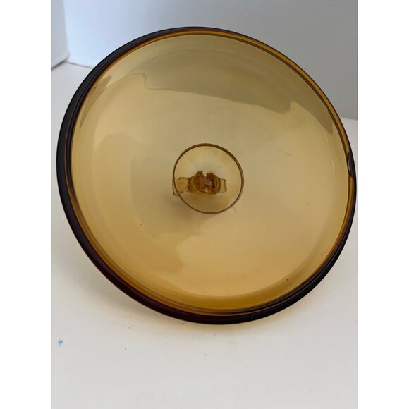 Clear Dark Amber Pedestal Covered Compote Candy Dish 6” Extra Nice - Picture 10 of 11